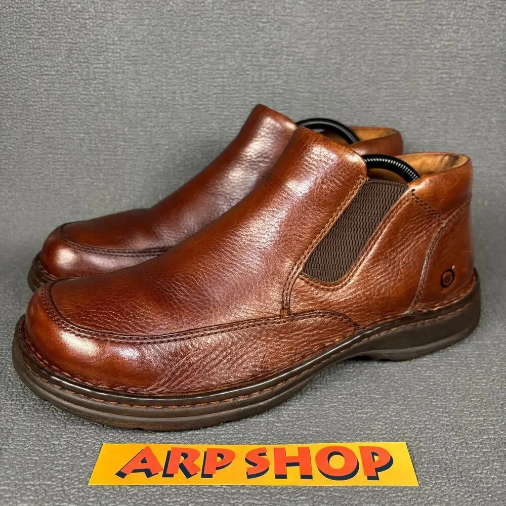 Born Moc Toe Size 9.5 Men`s Brown Leather Slip-on Ankle Shoe Chukka Style